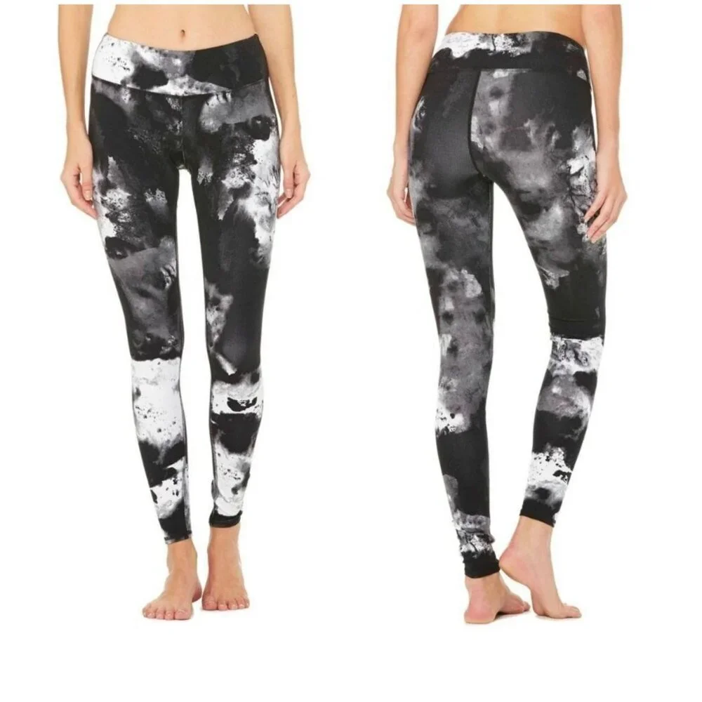 ALO YOGA Airbrush High Waist Leggings In Black Blast  Women's XS